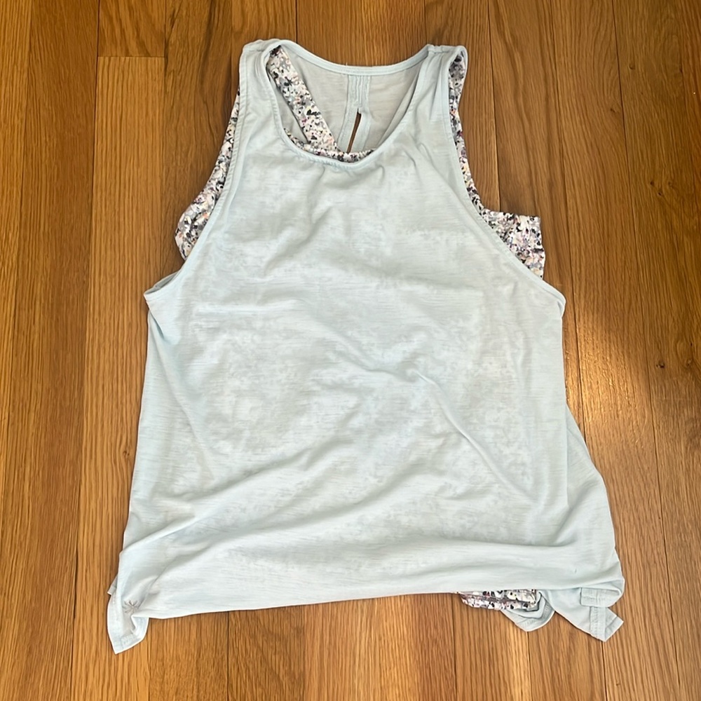 Athleta girl light blue double layered tank top
